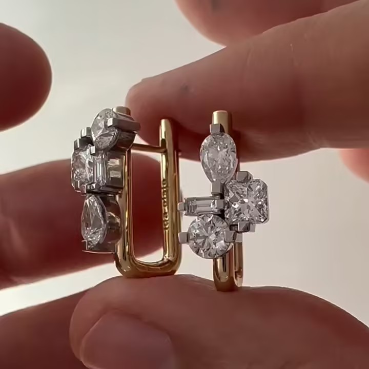 3.23 ctw Multi-cut Four-stone Sapphire Earrings