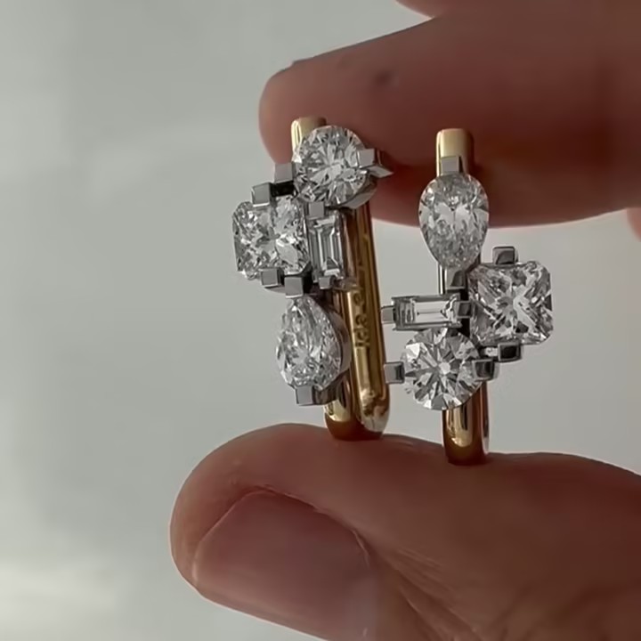 3.23 ctw Multi-cut Four-stone Sapphire Earrings