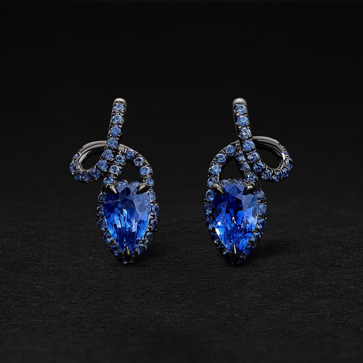 Swirl Design Sapphire Blue Earrings