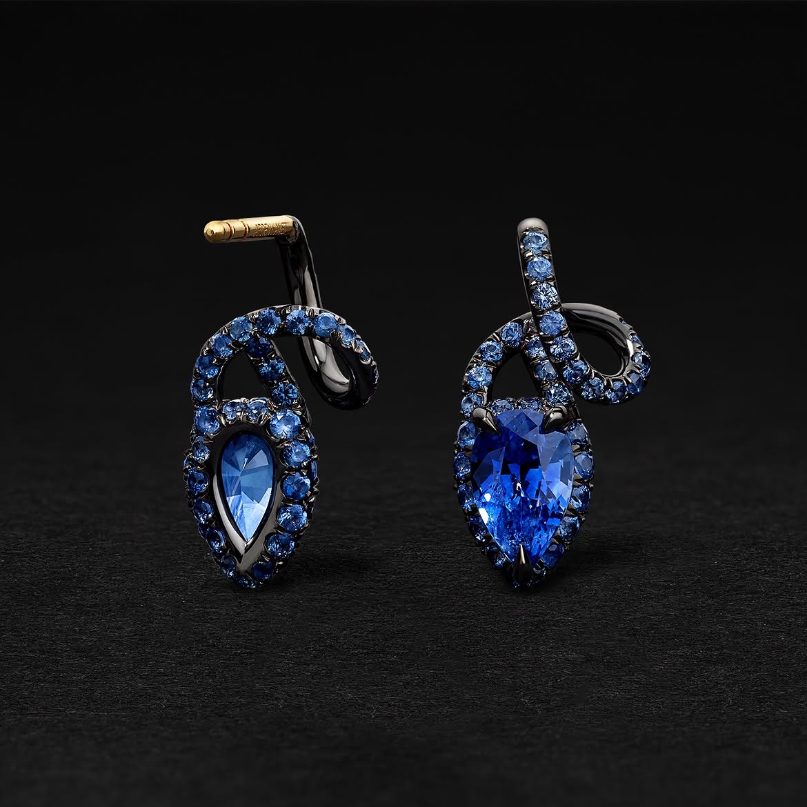 Swirl Design Sapphire Blue Earrings