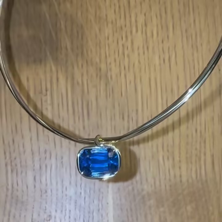 Cushion Cut Blue Stone Necklaces Choker