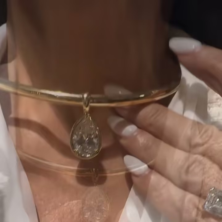 6.21ct Pear Cut White Stone Torque Necklace