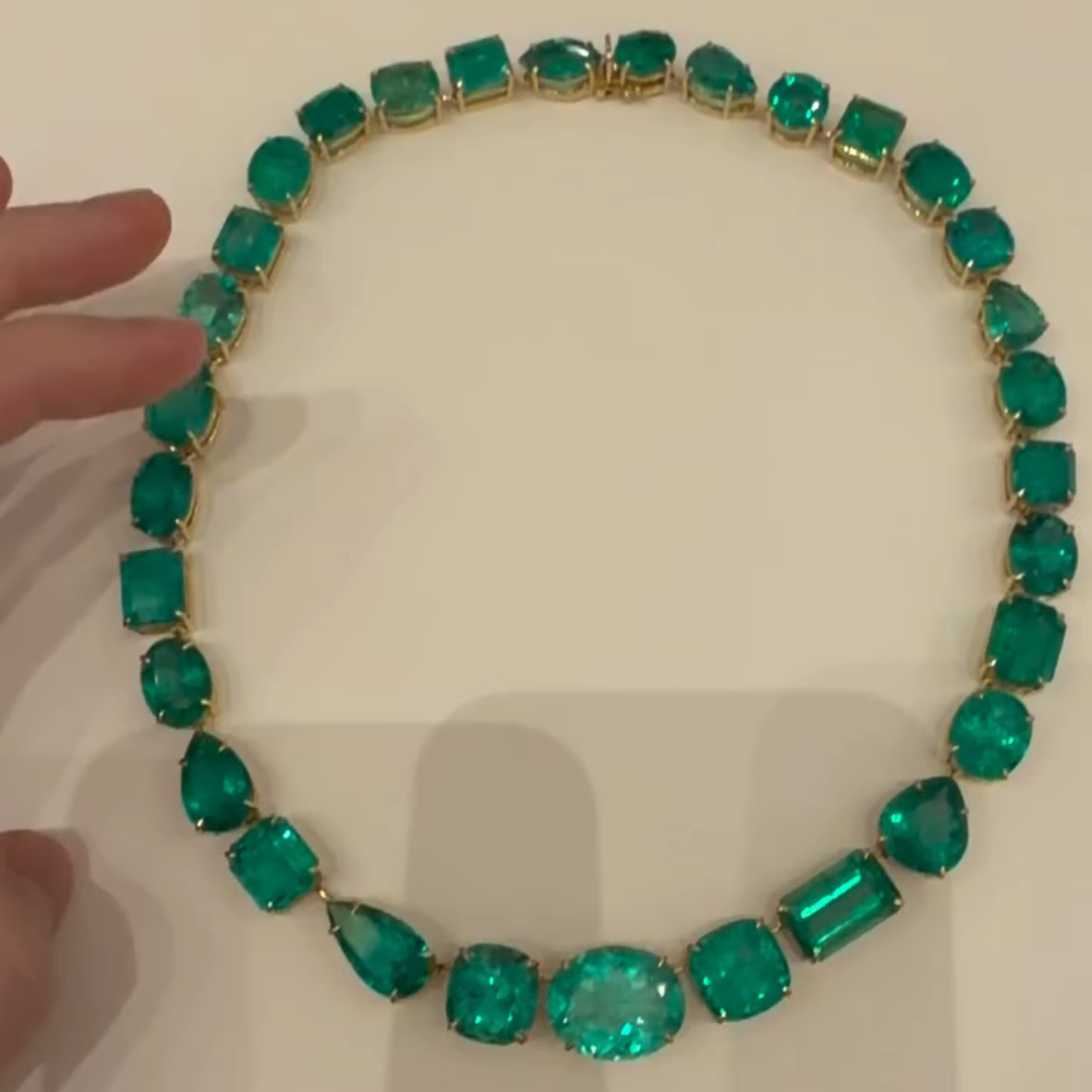 Mixed Cut Emerald Necklace Choker