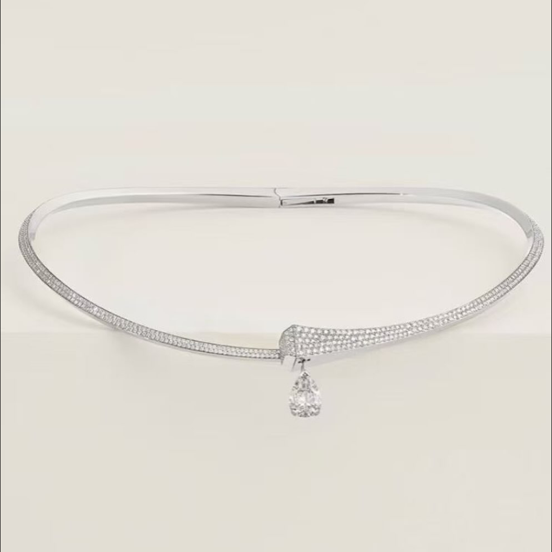 21.75ctw Pear Cut White Sapphire Necklace Choker