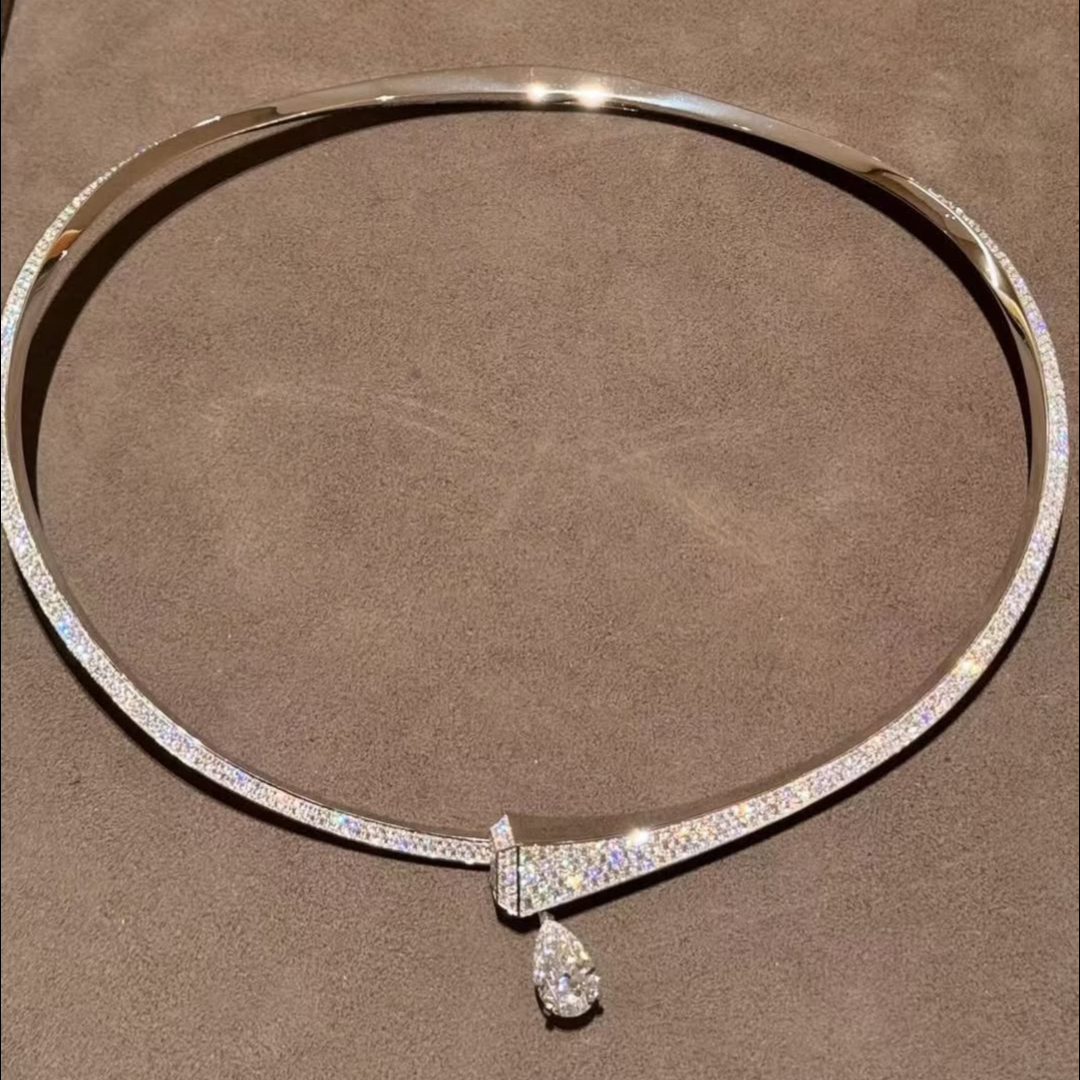 21.75ctw Pear Cut White Sapphire Necklace Choker