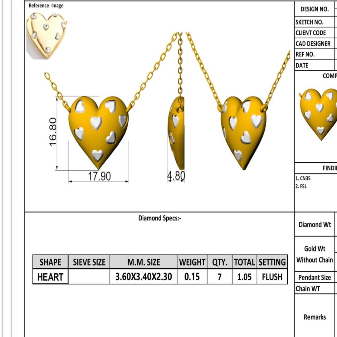 0.6ctw Love Heart Shape Pedant  Necklace
