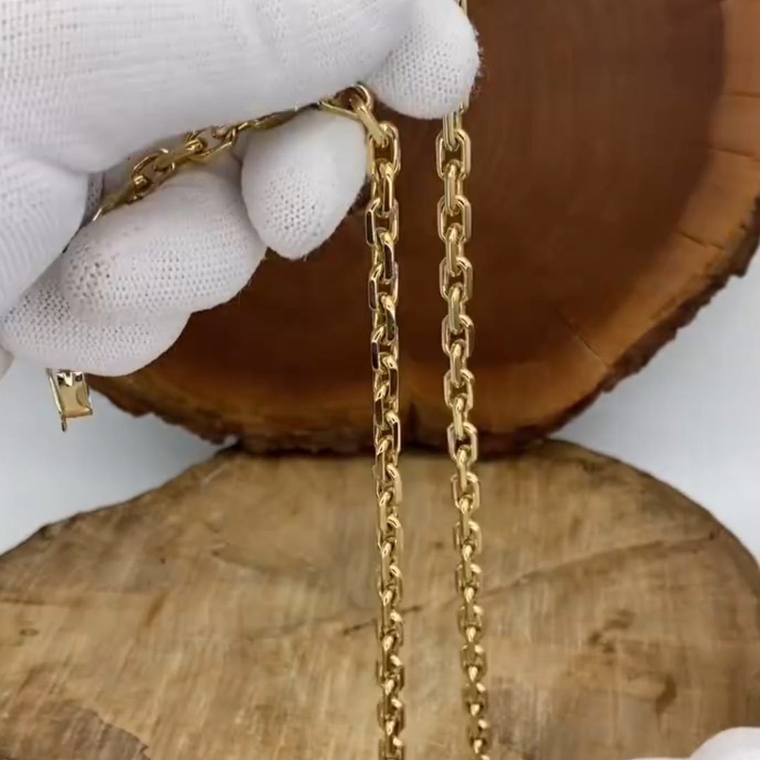 6mm Men's Gold Chain Cross Pendant Necklace