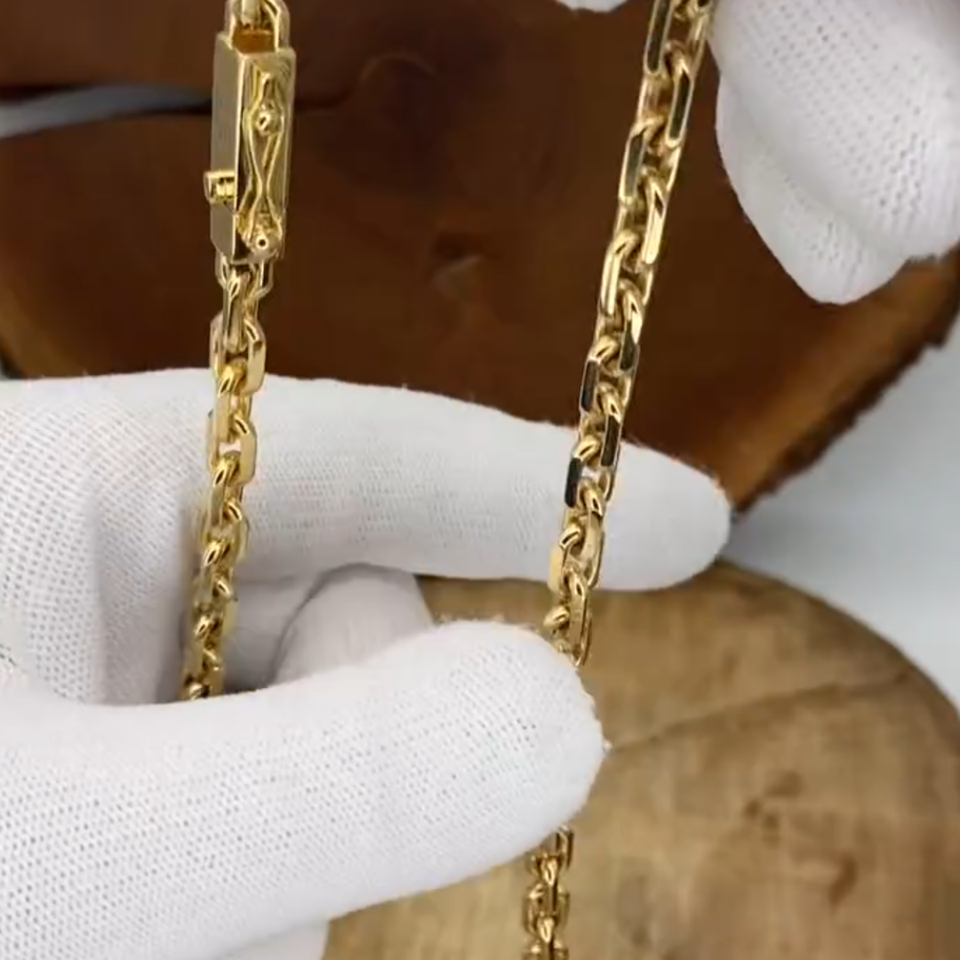 6mm Men's Gold Chain Cross Pendant Necklace