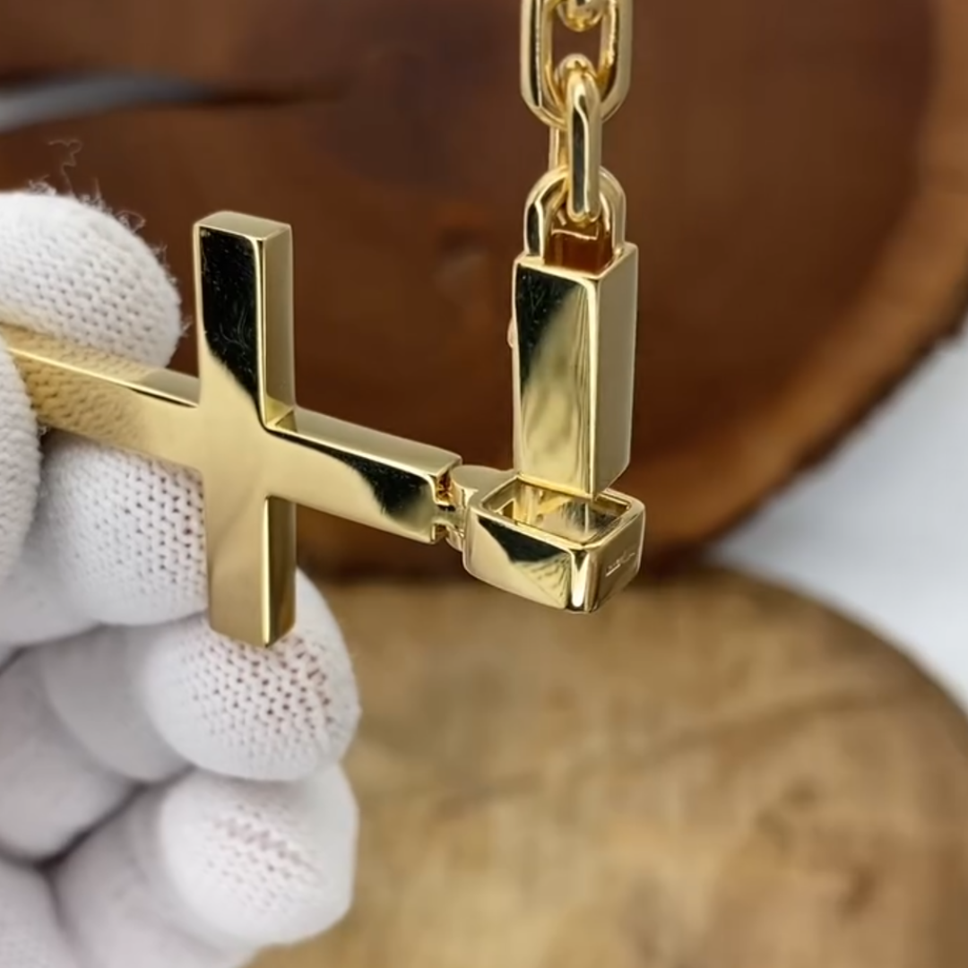 6mm Men's Gold Chain Cross Pendant Necklace