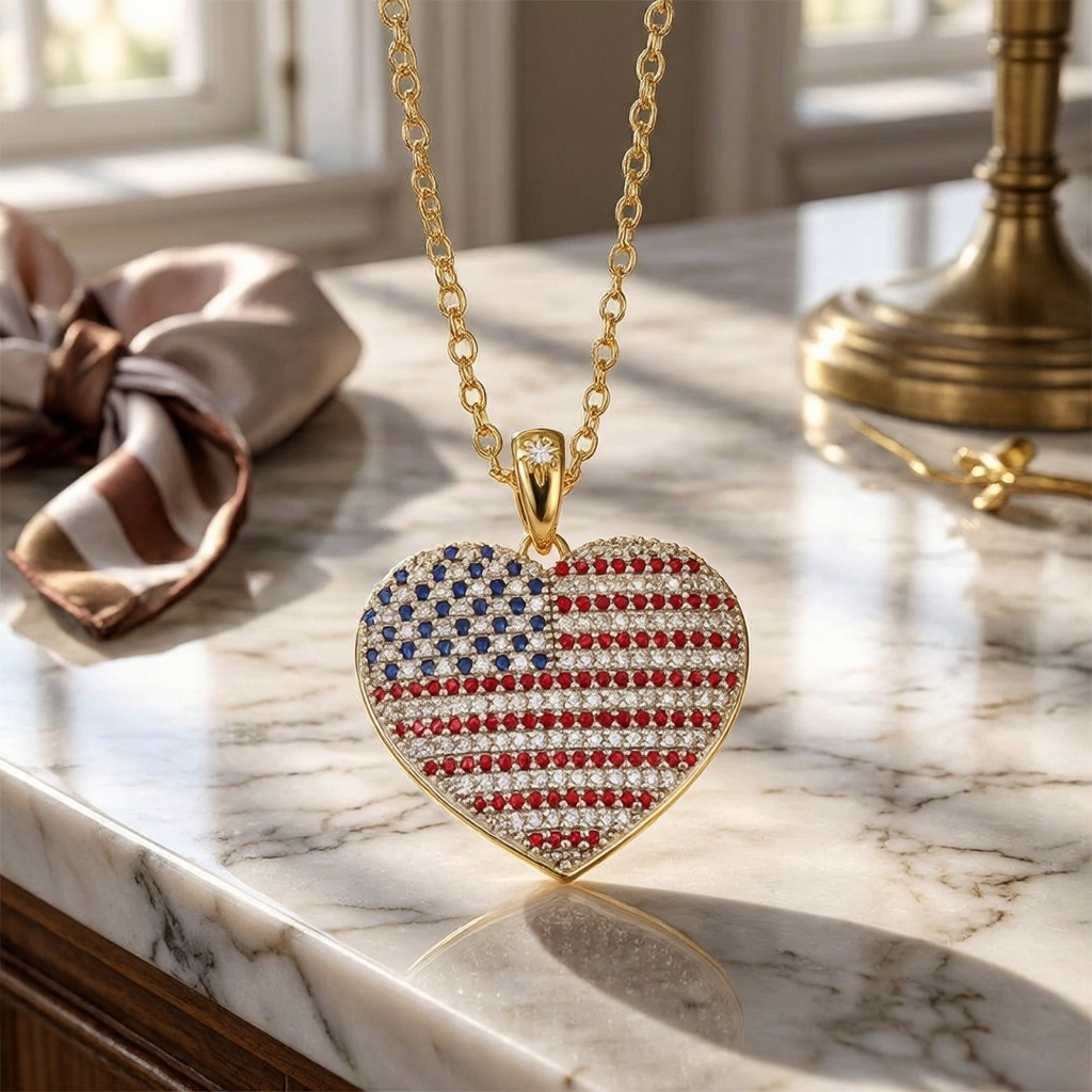 USA Patriotic Necklace Pendant