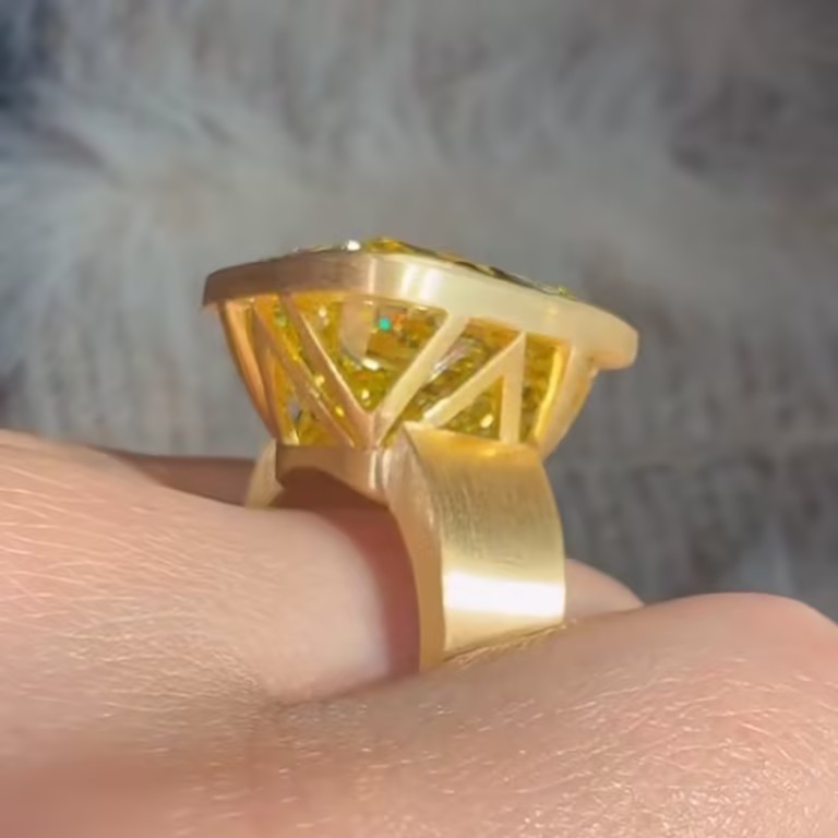 Bezel Setting Vivid Yellow Sapphire Ring