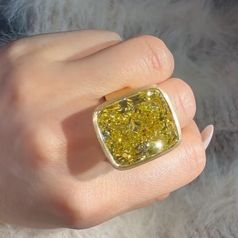 Bezel Setting Vivid Yellow Sapphire Ring