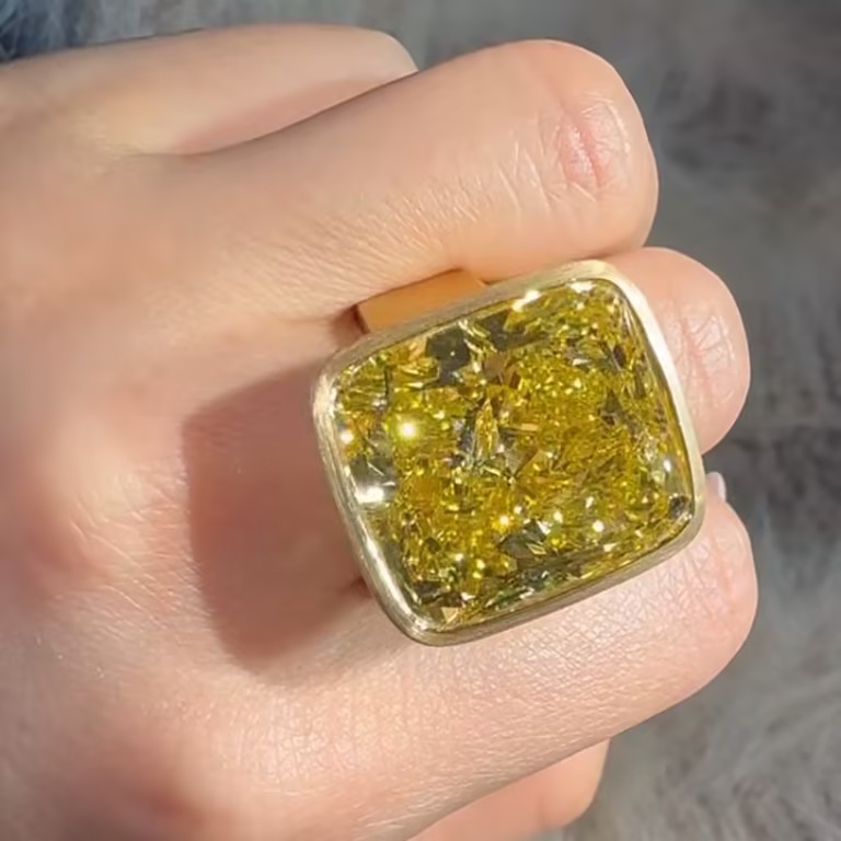 Bezel Setting Vivid Yellow Sapphire Ring