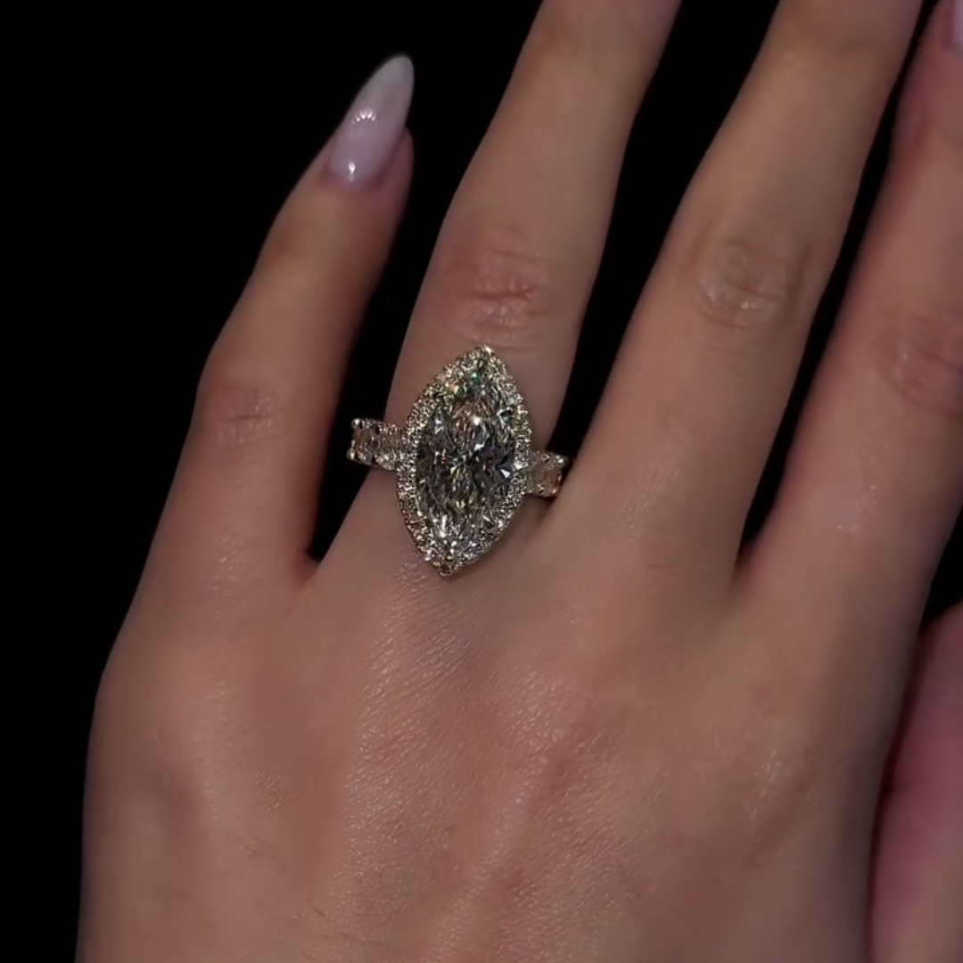 5ct Marquise Cut Ring Oval MicroPave Eternity Band