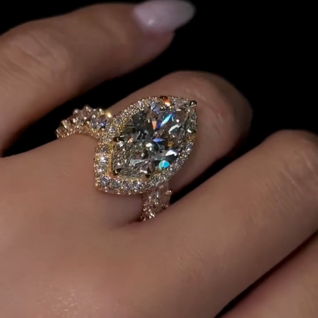 5ct Marquise Cut Ring Oval MicroPave Eternity Band