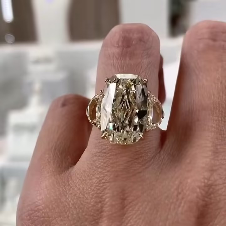 13ct Three Stone Yellow Sapphire Ring 