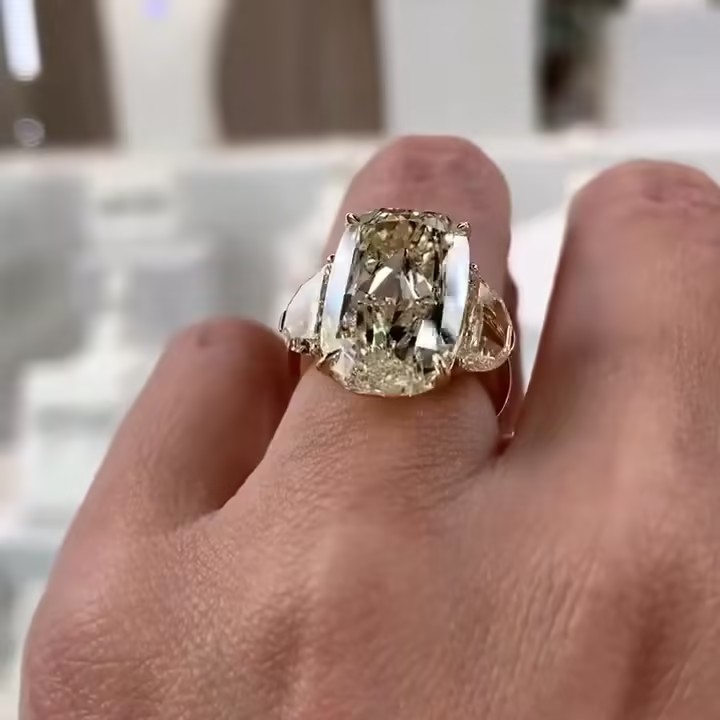 13ct Three Stone Yellow Sapphire Ring 