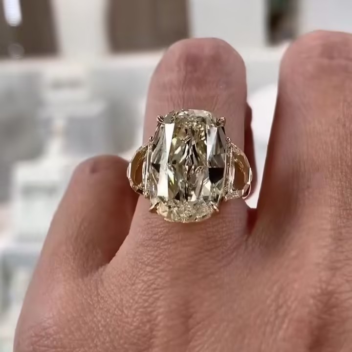 13ct Three Stone Yellow Sapphire Ring 