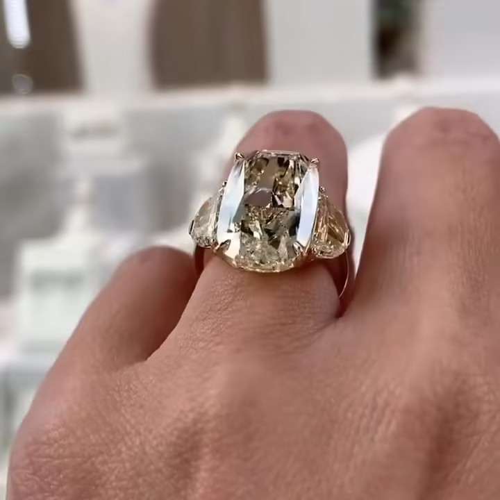 13ct Three Stone Yellow Sapphire Ring 