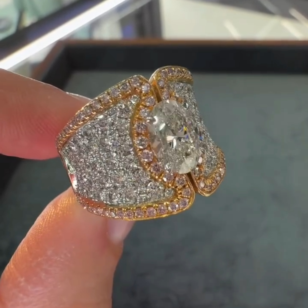 6ct Oval Cut Wide Band Cocktail Ring