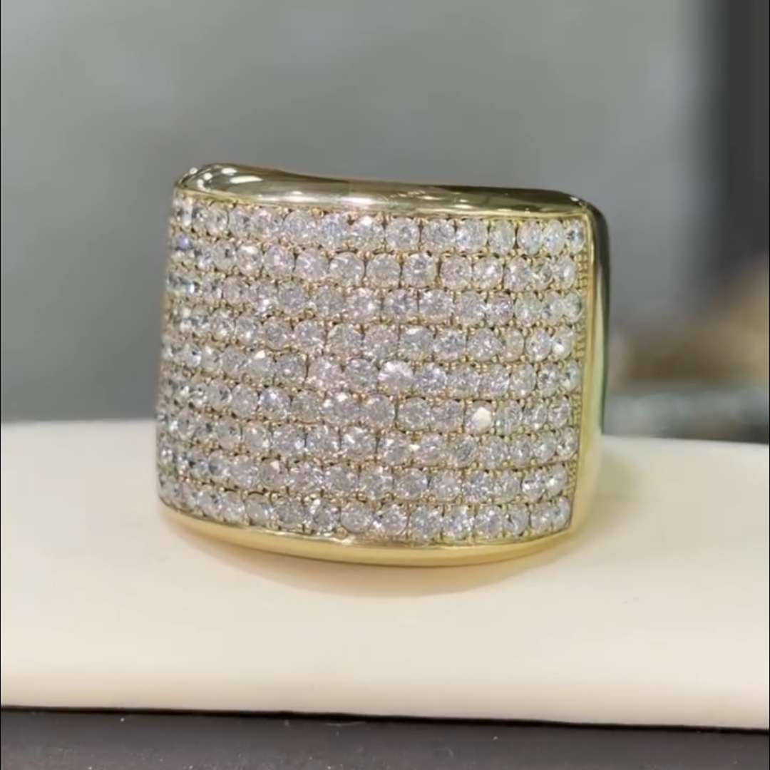 7.95ctw Multi-Row Round Cut  White Stone  Ring for Men