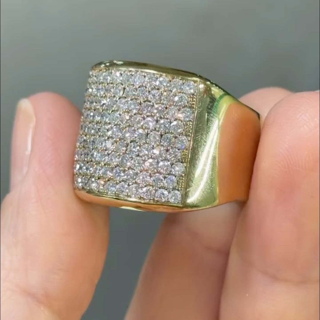 7.95ctw Multi-Row Round Cut  White Stone  Ring for Men