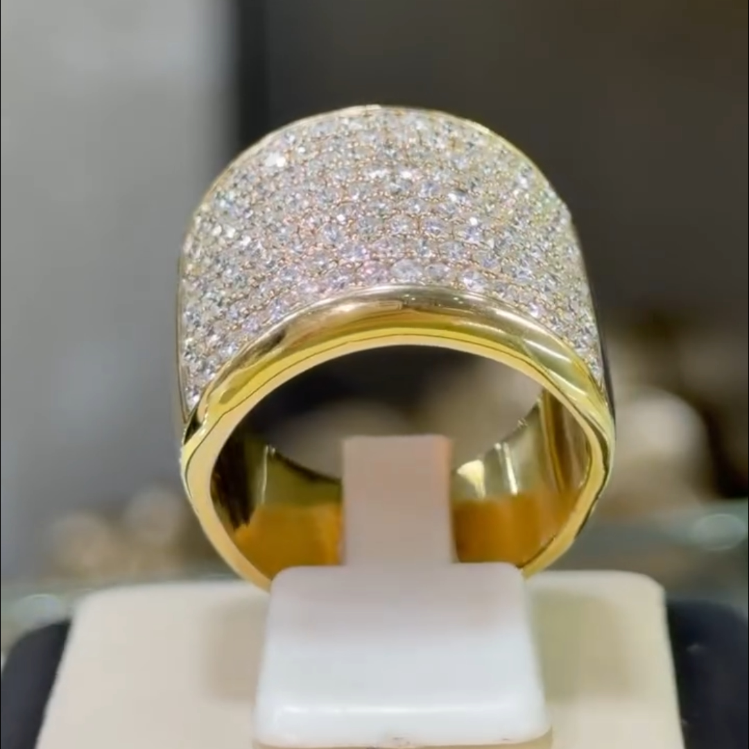 7.95ctw Multi-Row Round Cut  White Stone  Ring for Men