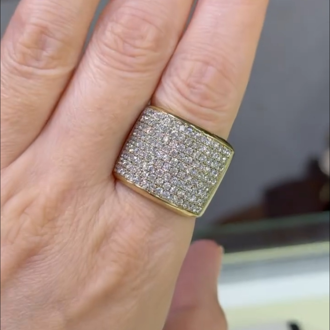 7.95ctw Multi-Row Round Cut  White Stone  Ring for Men