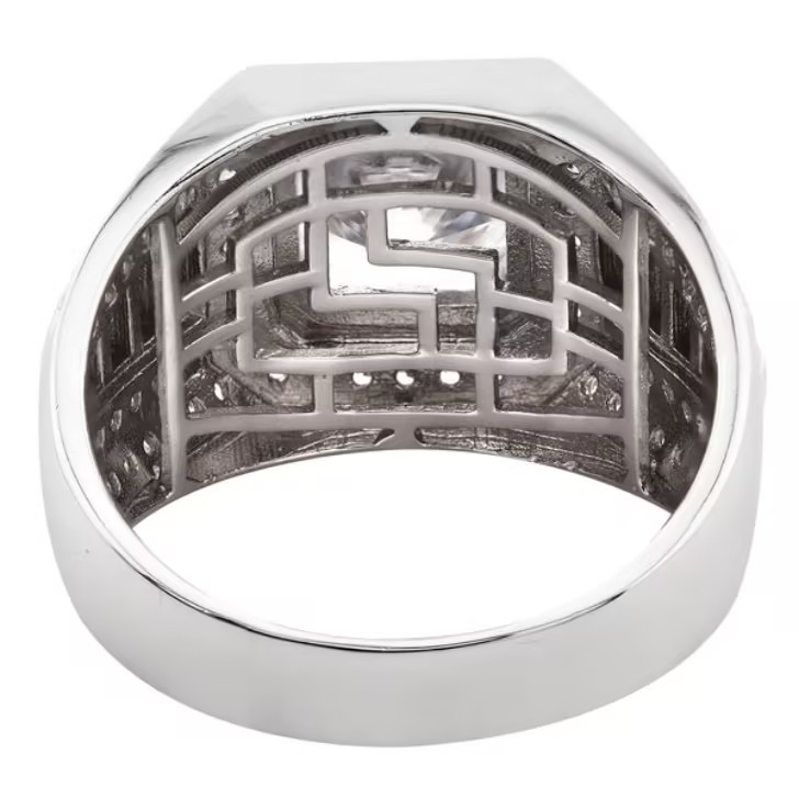 2ct  Mens Silver CZ Pinky Ring 