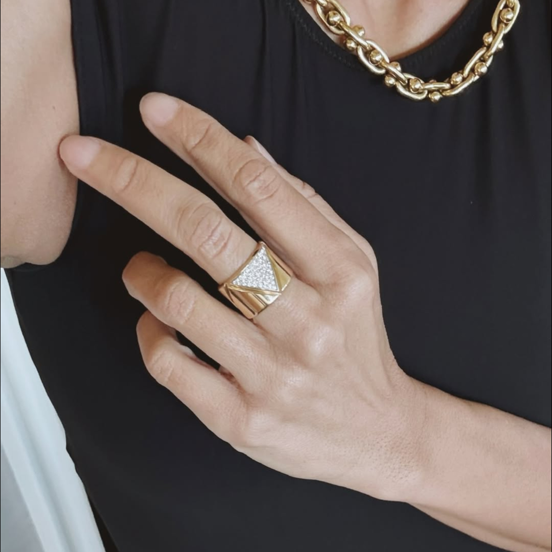 1ctw Wide Band Ring in Gold Plating