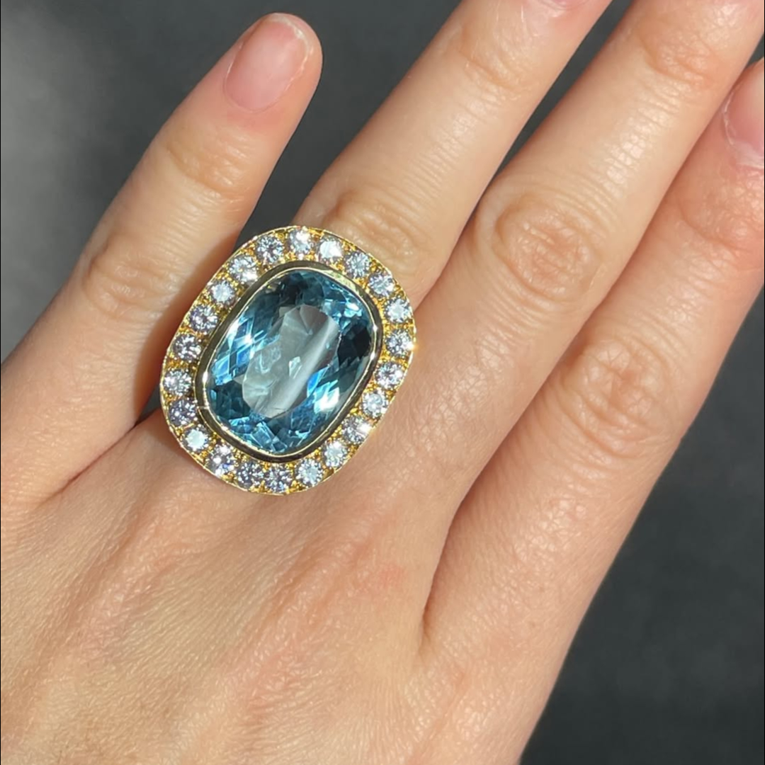 17.52ctw Cushion Cut Aquamarine Ring