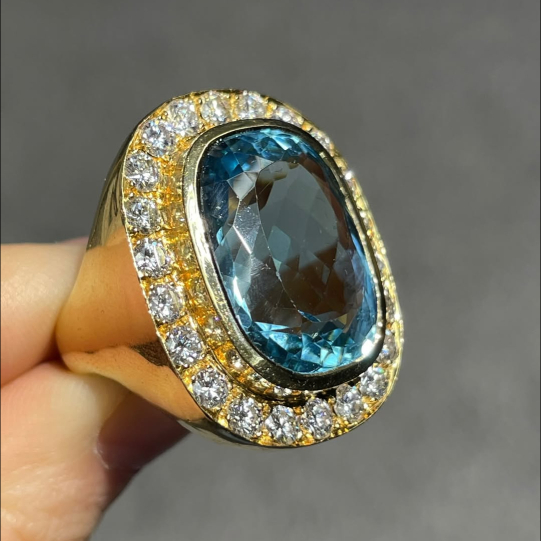 17.52ctw Cushion Cut Aquamarine Ring