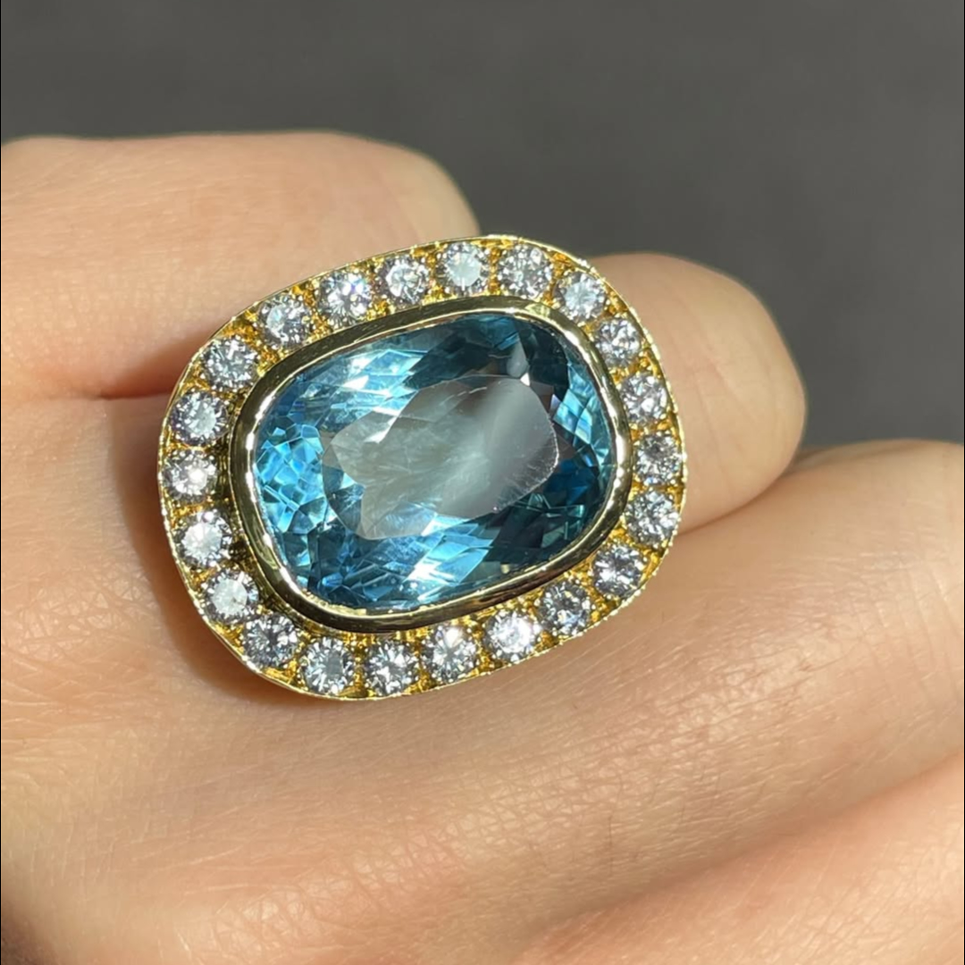 17.52ctw Cushion Cut Aquamarine Ring