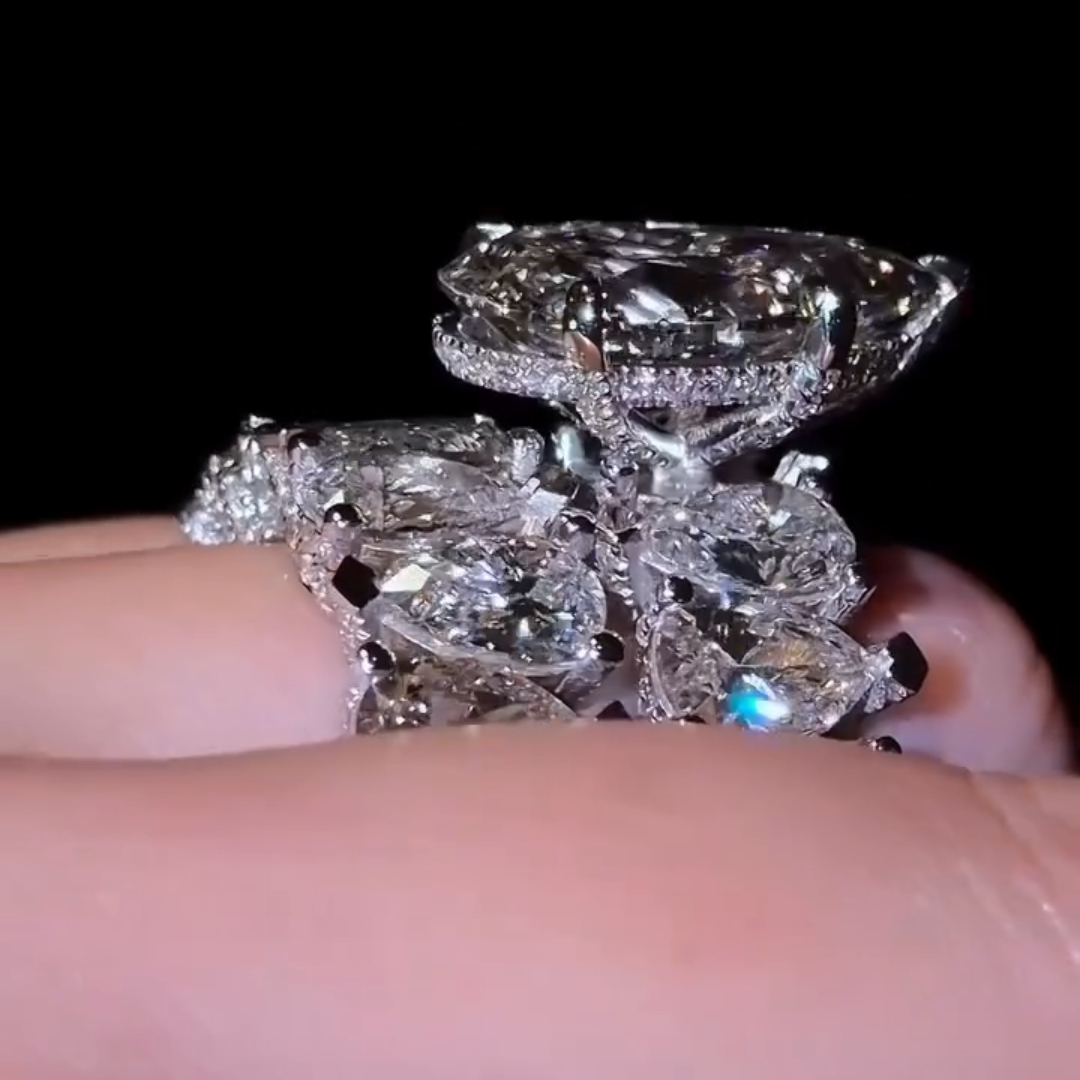 10ct Pear Shape White Stone Stackalbe Rings