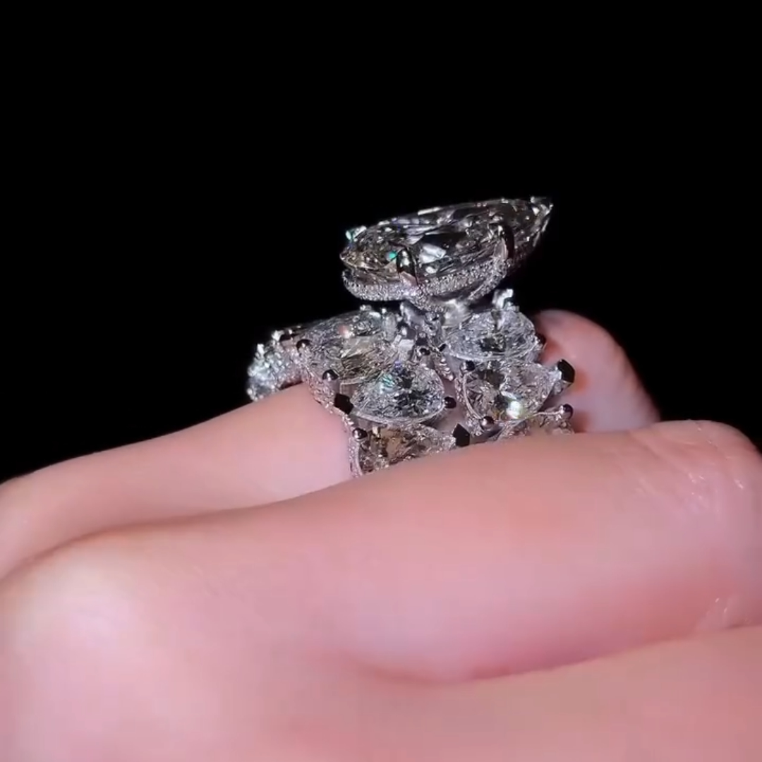 10ct Pear Shape White Stone Stackalbe Rings