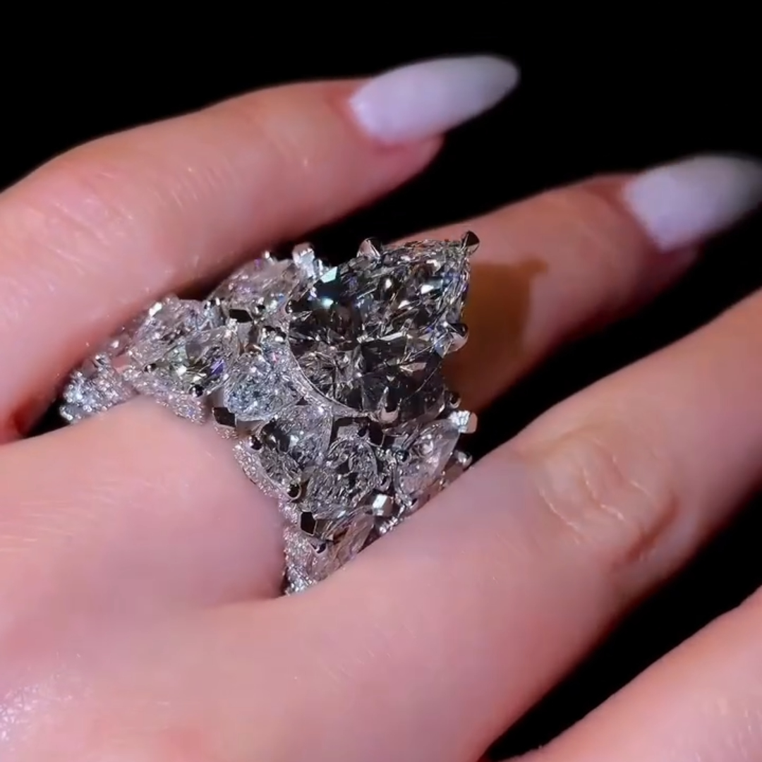 10ct Pear Shape White Stone Stackalbe Rings