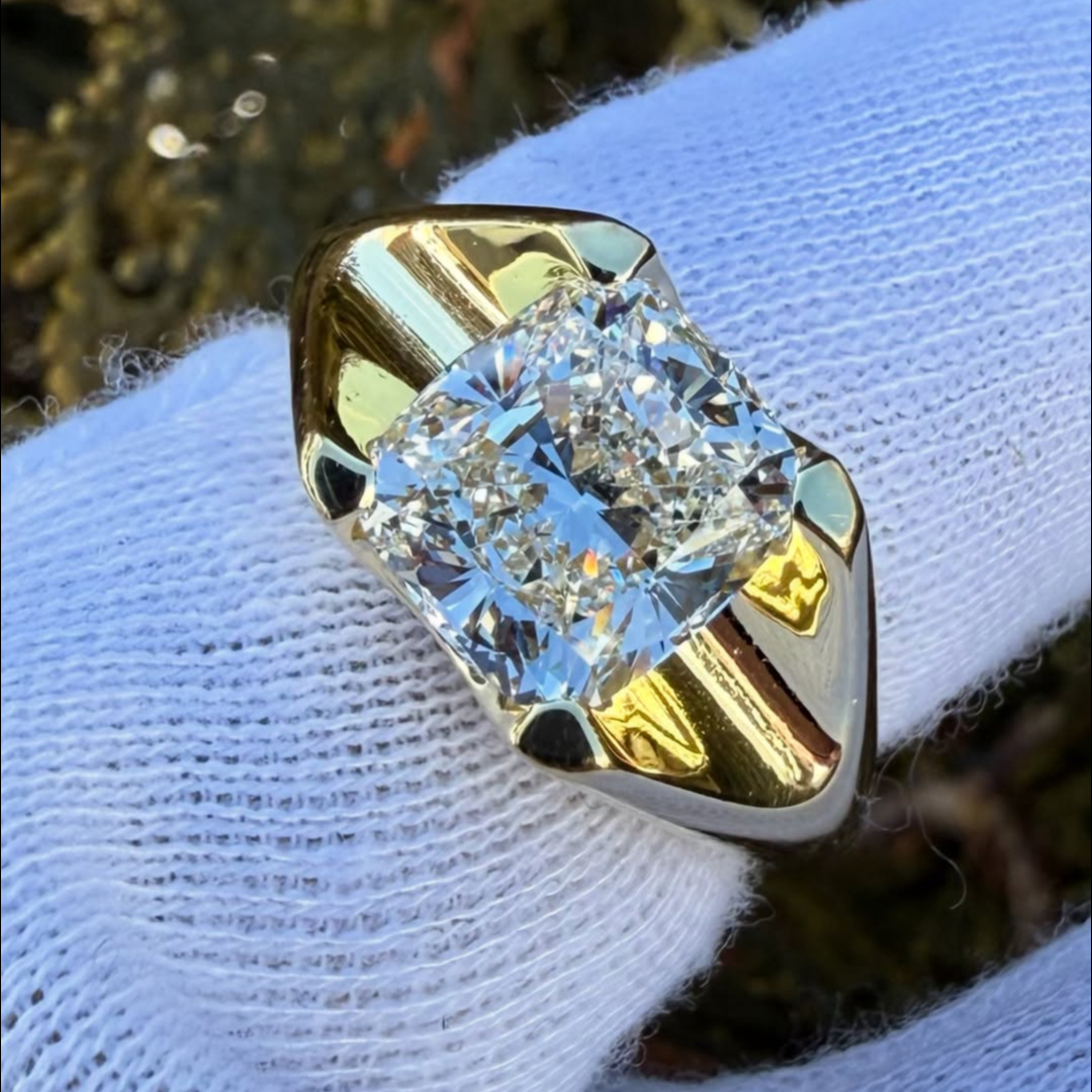 3.5ct Cushion Cut White Stone Ring