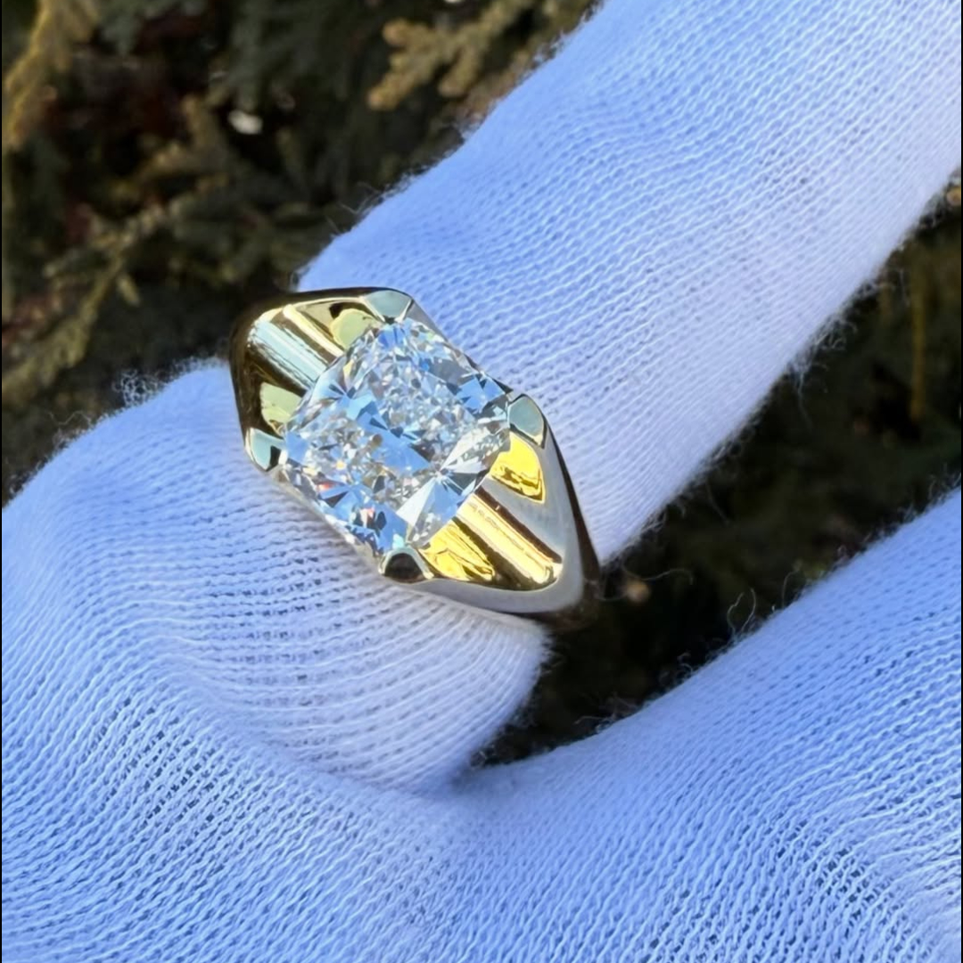 3.5ct Cushion Cut White Stone Ring