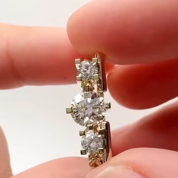 2.13ctw Geometric design White Stone  Stackable Ring Set