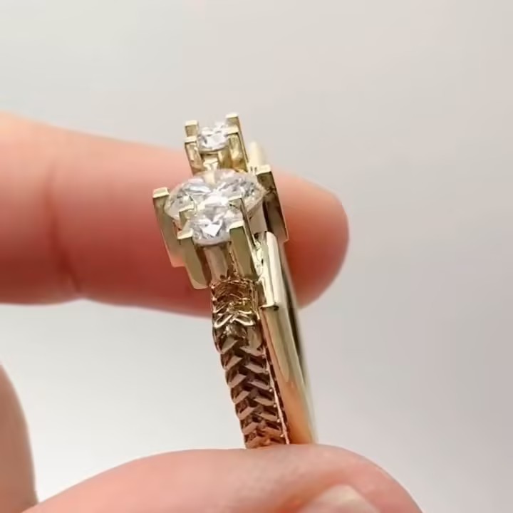 2.13ctw Geometric design White Stone  Stackable Ring Set