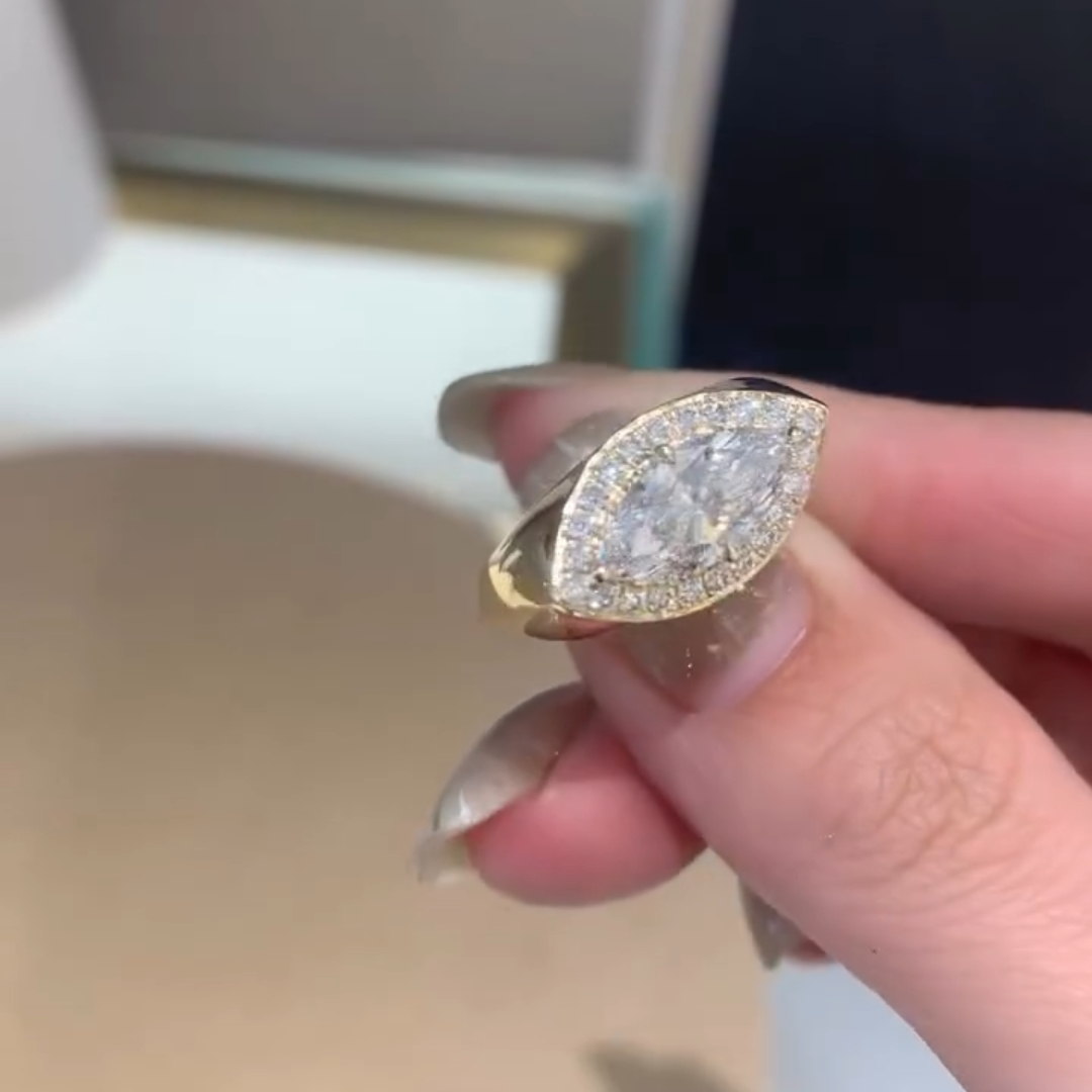 3ct East-west Design Marquise Shape White Stone Ring