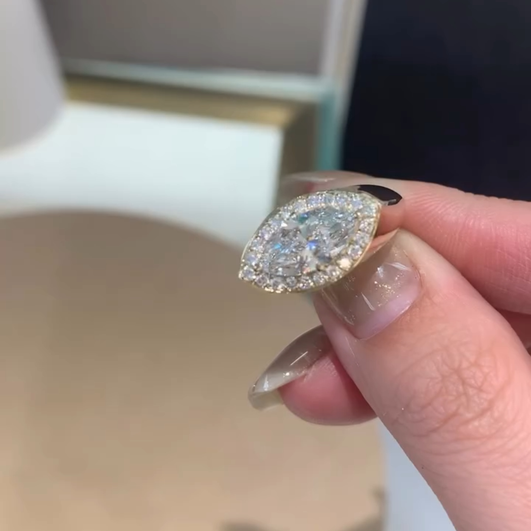 3ct East-west Design Marquise Shape White Stone Ring