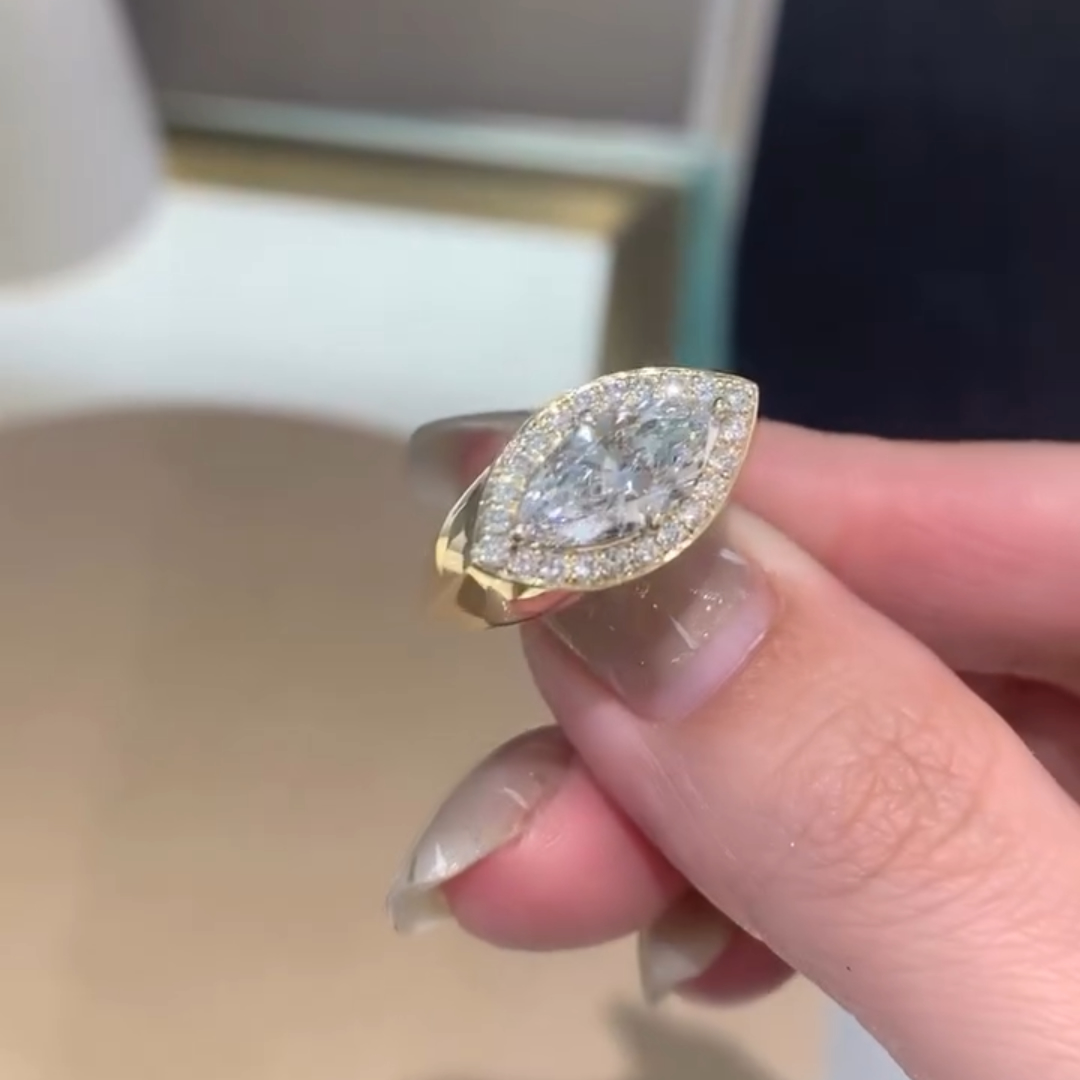 3ct East-west Design Marquise Shape White Stone Ring