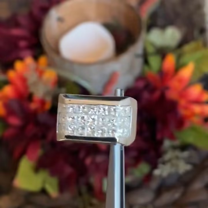 Men's 2.54 Carat Three-row  Invisible Set  Princess Cut White Stone Ring