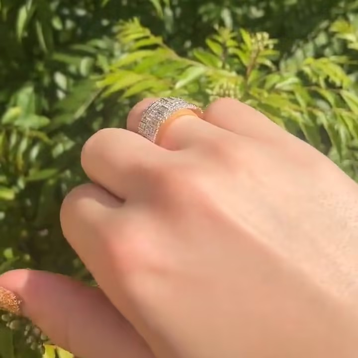 7.95ctw Round Cut Wide Band Sterling Silver Ring