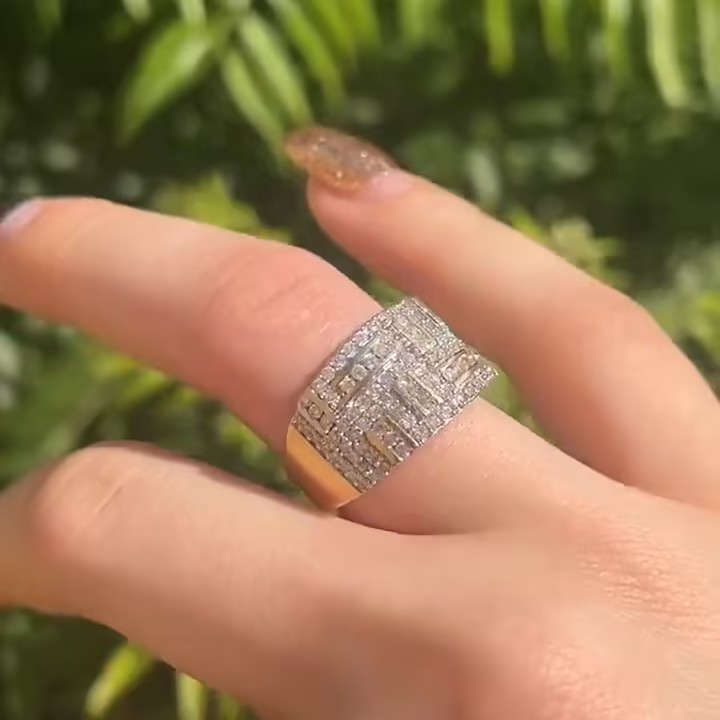 7.95ctw Round Cut Wide Band Sterling Silver Ring