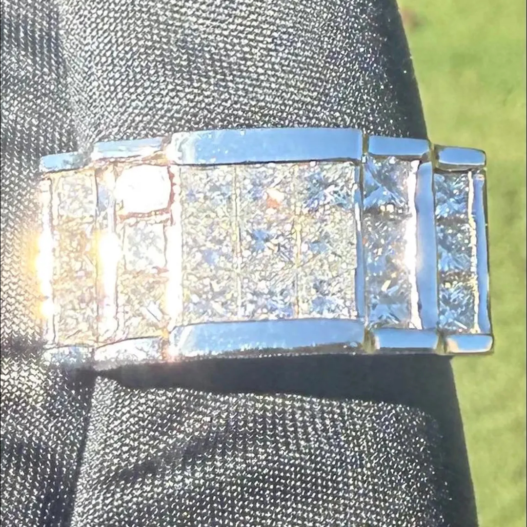 Mens 2.60 Carat Invisible Set Diamond Ring Solid 18kt White Gold