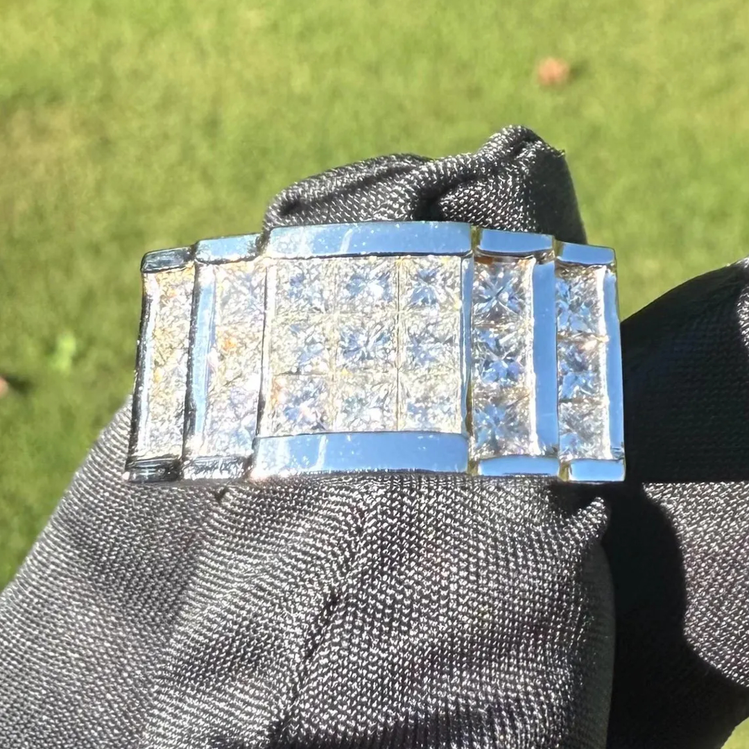 Mens 2.60 Carat Invisible Set Diamond Ring Solid 18kt White Gold