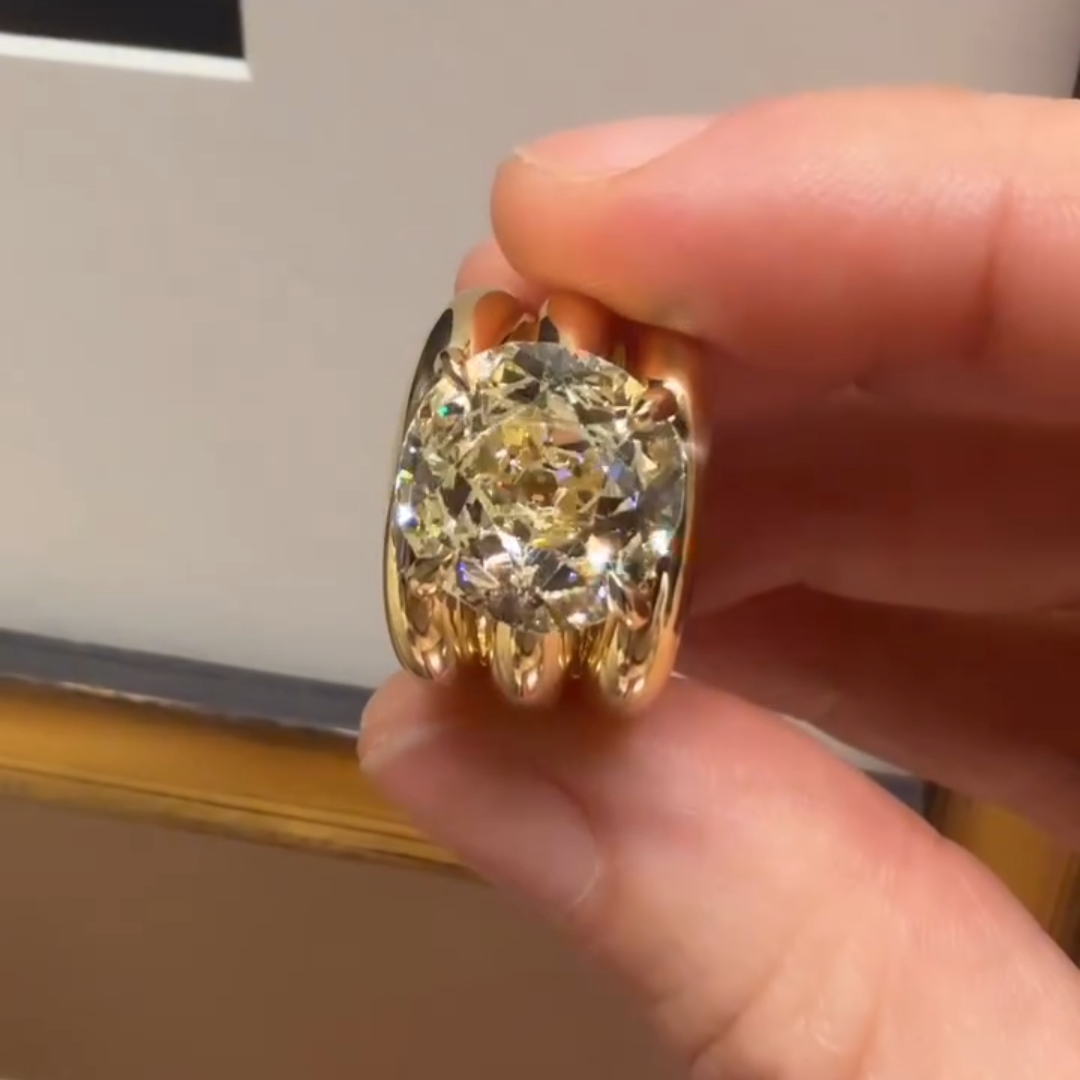 6.05ctw Old Mine Cut White Stone Ring