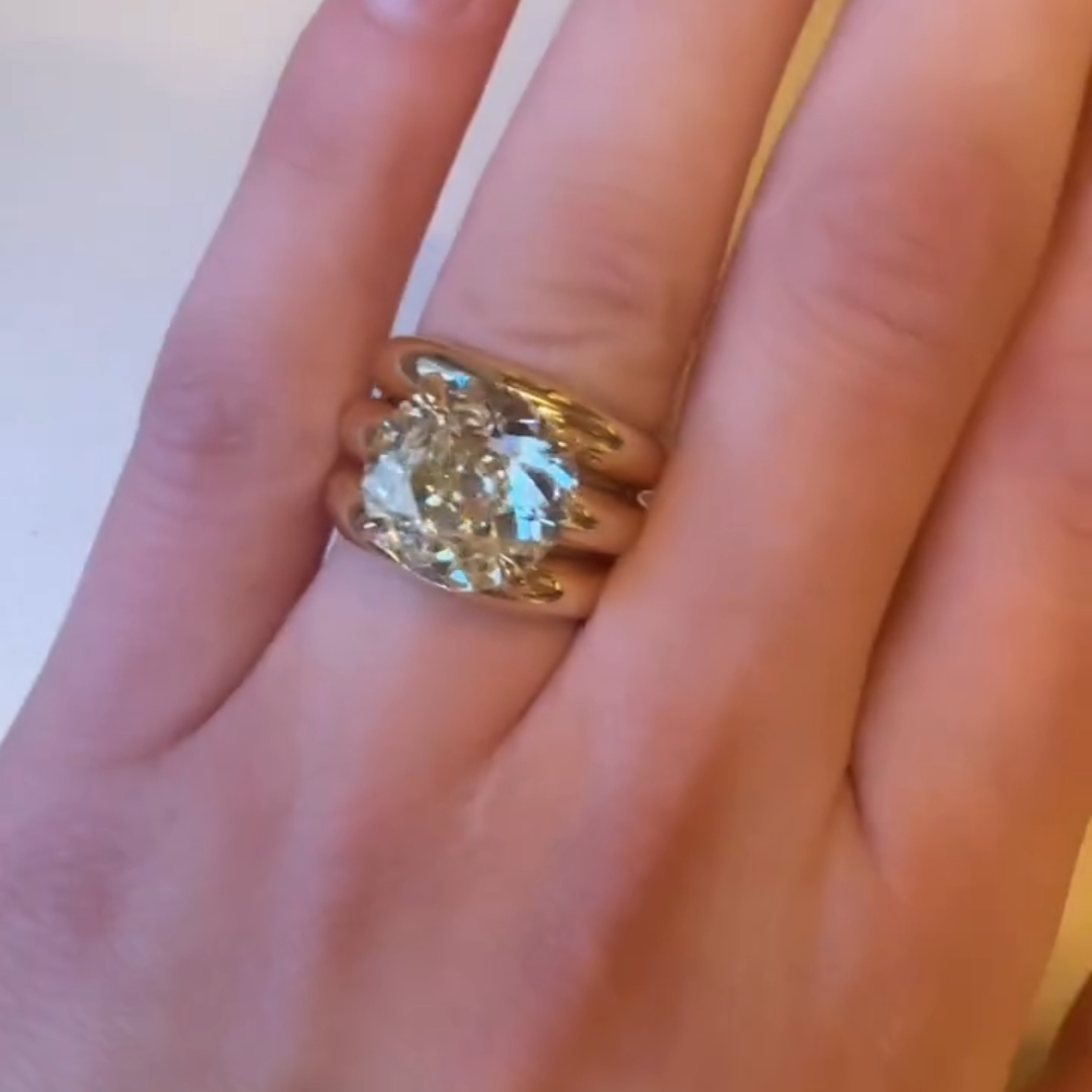 6.05ctw Old Mine Cut White Stone Ring